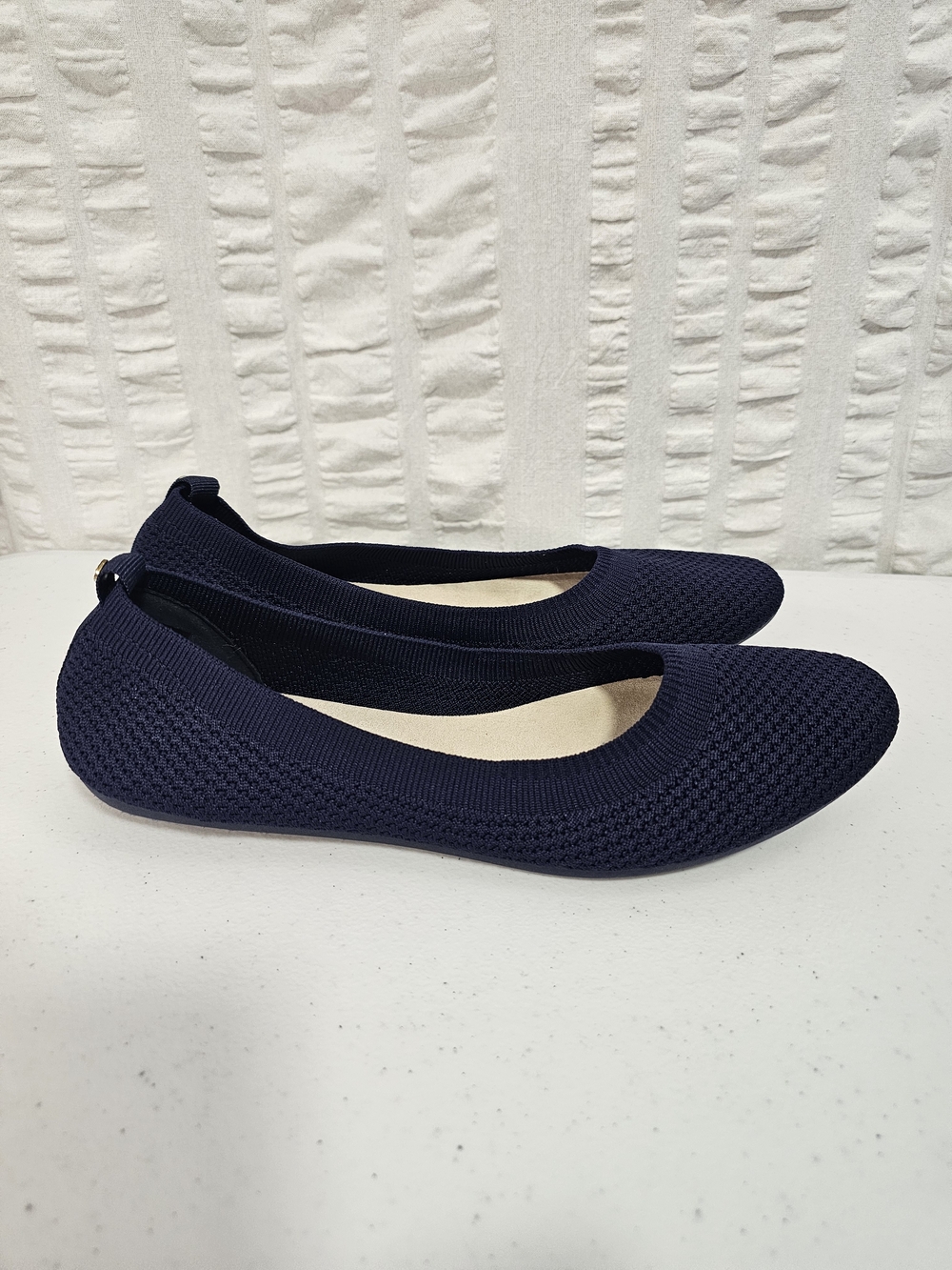 Danskin Flex Navy Knit Slip-On Flats with Round Toe Womens 9